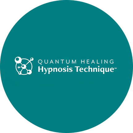 A logo for quantum healing hypnosis technique.